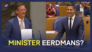 Eerdmans krijgt een veelgestelde vraag van Rob Jetten tijdens het formatiedebat