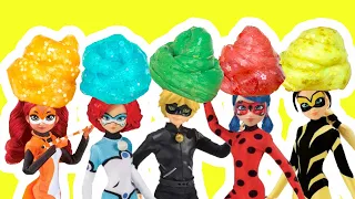 Miraculous Ladybug DIY Slime Making Tutorial with Cat Noir, Rena Rouge, Vesperia