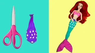 🧜 DIY Barbie Mermaid with Balloons Making Easy No Sew Clothes for Barbies Creative for Kids
