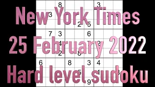 Sudoku solution – New York Times sudoku 25 February 2022 Hard level