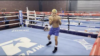 FLOYD 'CASHFLOW' DIAZ WARM UP'S BEFORE SPARRING AT TOP RANK GYM IN LAS VEGAS