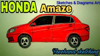 Lets Draw HONDA AMAZE 2017 || Car Drawing || Sketches & Diagrams Art ||