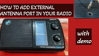 रेडियो में External antenna port कैसे लगाएं?with demo!#antennaport #externalantennaport#antenna port