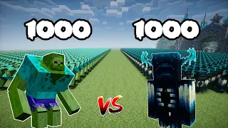 1000 Mutant Zombies Vs 1000 Wardens | Minecraft |