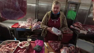 Ростов. Центральный рынок, Мясо. Говядина. Сало. Делаю покупки. Передаю привет. 28 декабря 2021 года