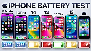 Кто ДОЛЬШЕ держит заряд? iPhone 14 Pro Max vs 14 Pro / 14 / 13 / 13 mini / 12 / SE!