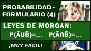 PROBABILIDAD con las LEYES DE MORGAN 🎲 - FORMULARIO de PROBABILIDAD fórmulas y trucos - VÍDEO 4