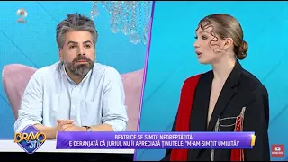 Bravo, ai stil! - BEATRICE, DERANJATA CA JURIUL NU-I APRECIAZA TINUTELE: ,,M-am simtit umilita!"