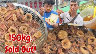 150kg. PUSIT SOLD OUT FROM 4PM-9PM! STREET FOOD CALAMARES! PINOY MUKBANG WITH JUST LAFAM!