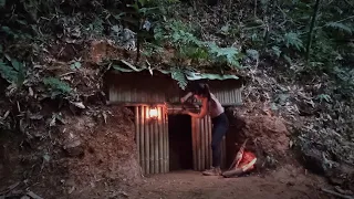 Build survival shelter, build bamboo shelter, wild forest beauty