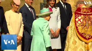 Queen Elizabeth Arrives at Chapel for Easter Service on her 93rd Birthday