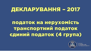 Декларування - 2017: податок на майно, єдиний податок (4 група)