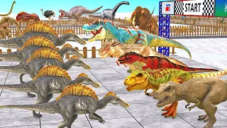 Dino Racing x5 T-Rex Dinosaur VS x5 Spinosaurus Dinosaur Death Run Animal Revolt Battle Simulator