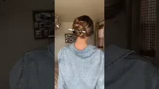 easy bun hairstyle using a pen or pencil // bun for long hair