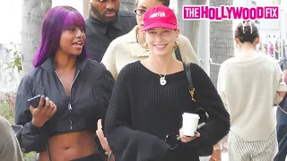 Hailey Bieber Is Super Sweet To Fans While Grabbing Lunch With Bestie Justine Skye In Beverly Hills