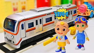 Cocomelon: JJ went out by train and went to Bluey's house | Pretend Play with Cocomelon Toys