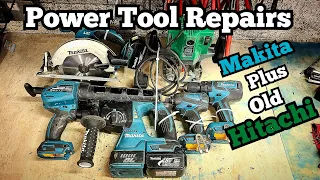 Repairing a box of Makita cordless tools and a old Hitach router.