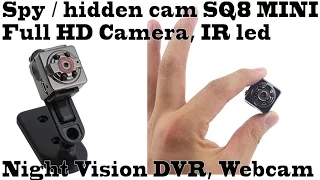 Spy / hidden cam SQ8 MINI Full HD cam, CAR DVR, webcam, test daytime & night, ir led, night vision