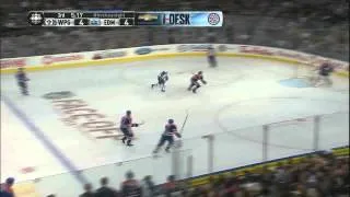 Jacob Trouba almost creaming Taylor Hall Winnipeg Jets vs Edmonton Oilers 10/1/13 NHL Hockey