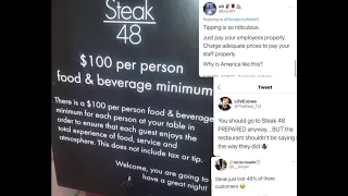 Steak 48 $100 Per Person reaction as many people question the 100 minimum price.