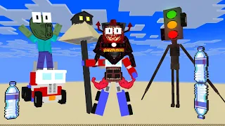 ROBOT THOMAS & CHOO CHOO + ZOMIE DERP ROBOT ATTACK STOP LIGHT HEAD & FLIP BOTTLE HEAD - MINECRAFT