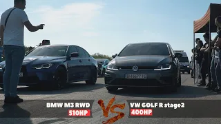 VW GOLF R stage 2 came to the races! Battle with BMW M3, Tesla P100D and more