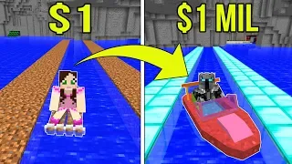 Minecraft: 1 DOLLAR BOAT VS 1,000,000 DOLLAR RAINBOW BOAT!!! Crafting Mini-Game