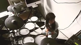 6 years old girl Funky drumming!!!