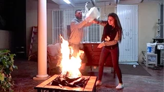 BURNING GIRLFRIEND'S MAKEUP CRAZY PRANK!! (SHE HIT ME)