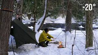 Freezing Winter Camping in Deep Snow