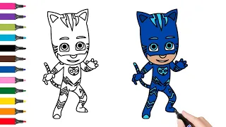 How to draw Conner Catboy. PJ Masks. | Рисуем Коннор Кэтбой Герои в масках. | 怎样画康诺猫小子简笔画睡衣英雄