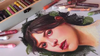 Oil pastel portrait painting || trying out my new pastels