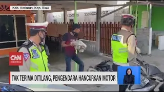 Tak Terima Ditilang, Pengendara Hancurkan Motor