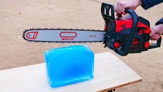 Experiment: Chainsaw vs Ice block