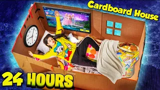 Living in a Cardboard House🏠 for 24 Hours!! *Gone Wrong*😭