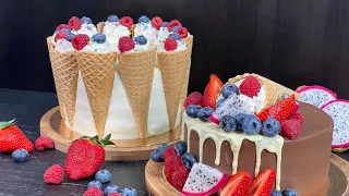 Украшение торта фруктами | Cake decoration with fruit
