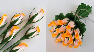 How To Make Rose Bud Bouquet From Crepe Paper / Paper Flower / Góc nhỏ Handmade