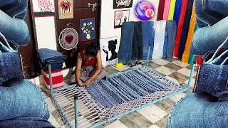 How to Weave Carpet with old jeans pant #jeans