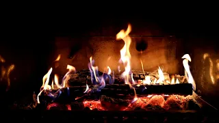 Crackling Fireplace with Golden Blue Flames and Orange Glowing Embers