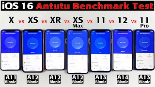 iOS 16 Antutu Benchmark Test ⚡️| iPhone X vs XS vs XR vs XS Max vs 11 vs 12 vs 11 Pro Benchmark Test