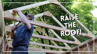 How to Raise Shed Walls & Roof Rafters - Building a Shed Part 4
