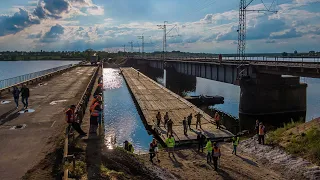 Под Никополем на месте обрушившегося моста открыли понтонную переправу