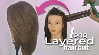 LONG LAYERED HAIRCUT tutorial|cara potong rambut layer