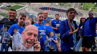 Can you spot yourself? Driving along RANGERS FANS ahead of Old Firm Scottish Cup FINAL Hampden Park