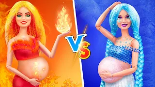 Desafio Calor vs Frio / 12 DIY Barbie Grávida Truques e Artesanatos