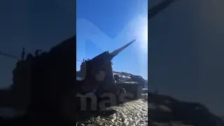 203 mm 2S7M Russian heavy-duty self-propelled howitzer firing on Kharkov, Ukraine