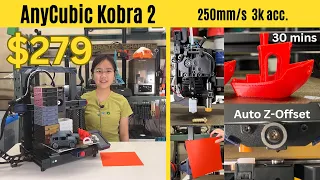 AnyCubic Kobra 2: sub $300 fast printing 3D printer, auto z-offset, nozzle cleaning, 30 mins benchy