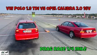 VW POLO 1.9 TDI AGD vs OPEL CALIBRA 2.0 16V C20XE drag race 1/4 mile drag race 1/4 mile🚦🚗 - 4K UHD