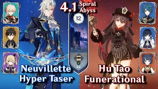 C0 Neuvillette is INSANE! C0 Neuvillette Taser & C0 Hutao Funerational | Spiral Abyss 4.1 - Floor 12