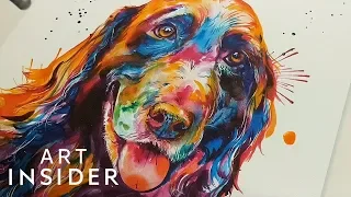 Artist Paints Pet Portraits With Beautiful Rainbow Watercolors